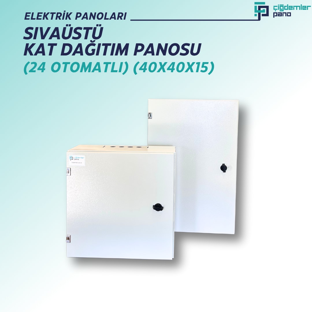 Sıva Üstü Kat Dağıtım Panosu | Duvar Tipi Sac Elektrik Panosu – 24 Otomatlı – 40x40x15 cm