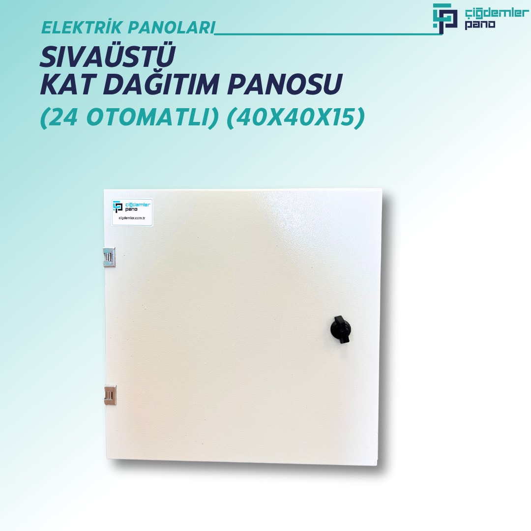 Sıva Üstü Kat Dağıtım Panosu | Duvar Tipi Sac Elektrik Panosu – 24 Otomatlı – 40x40x15 cm