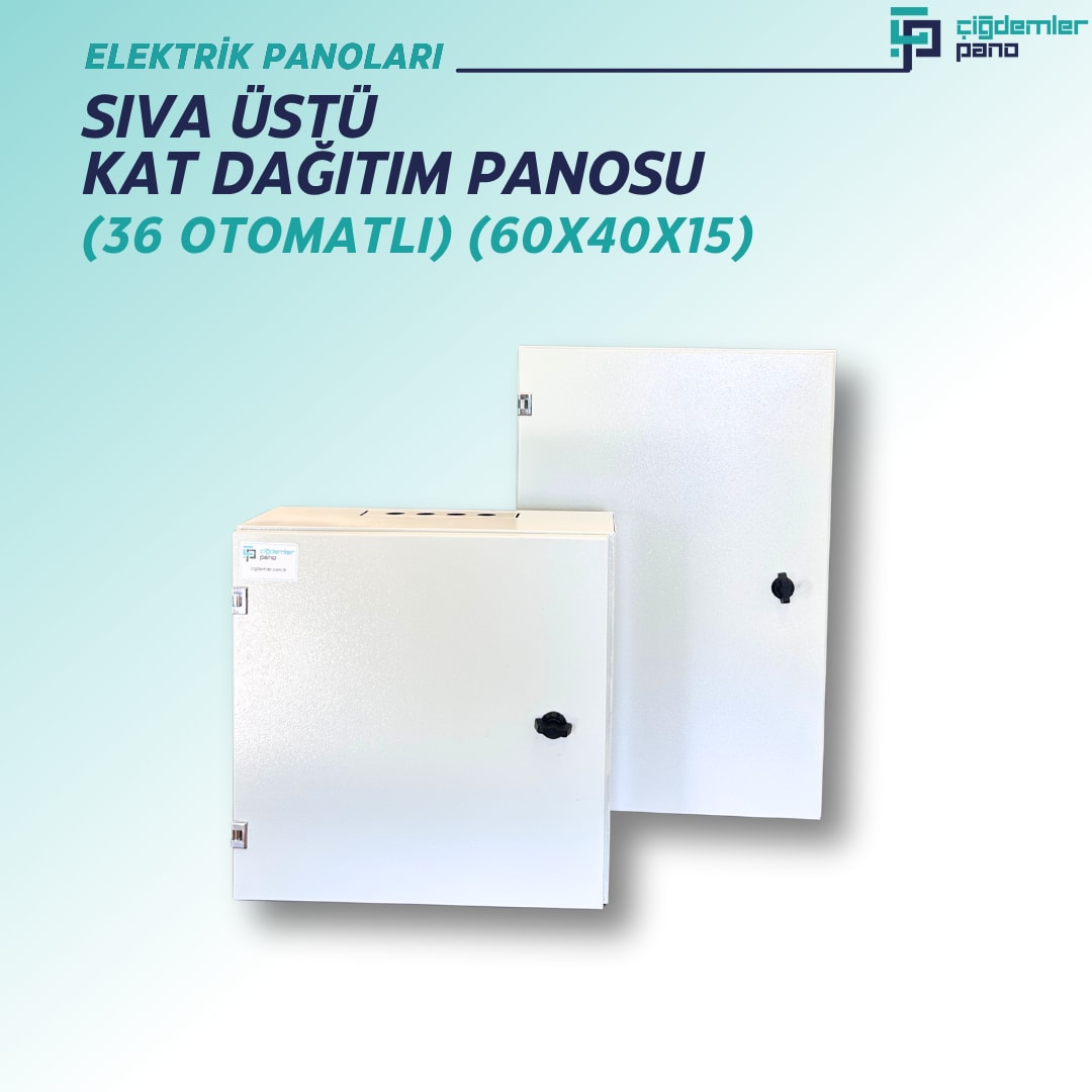 Sıva Üstü Kat Dağıtım Panosu | Duvar Tipi Sac Elektrik Panosu – 36 Otomatlı – 60x40x15 cm