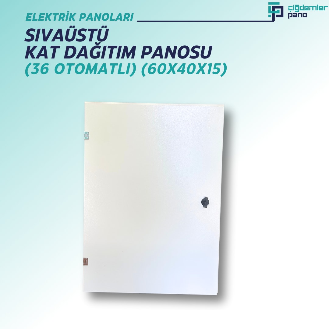 Sıva Üstü Kat Dağıtım Panosu | Duvar Tipi Sac Elektrik Panosu – 36 Otomatlı – 60x40x15 cm