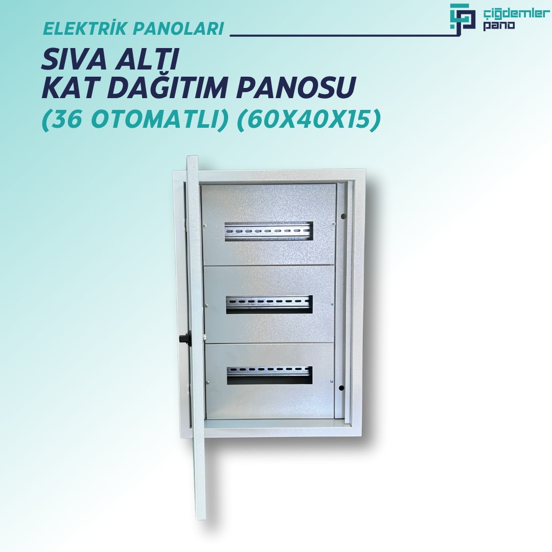 Sıva Altı Kat Dağıtım Panosu | Gömme Tip Sac Elektrik Panosu – 36 Otomatlı – 60x40x15 cm