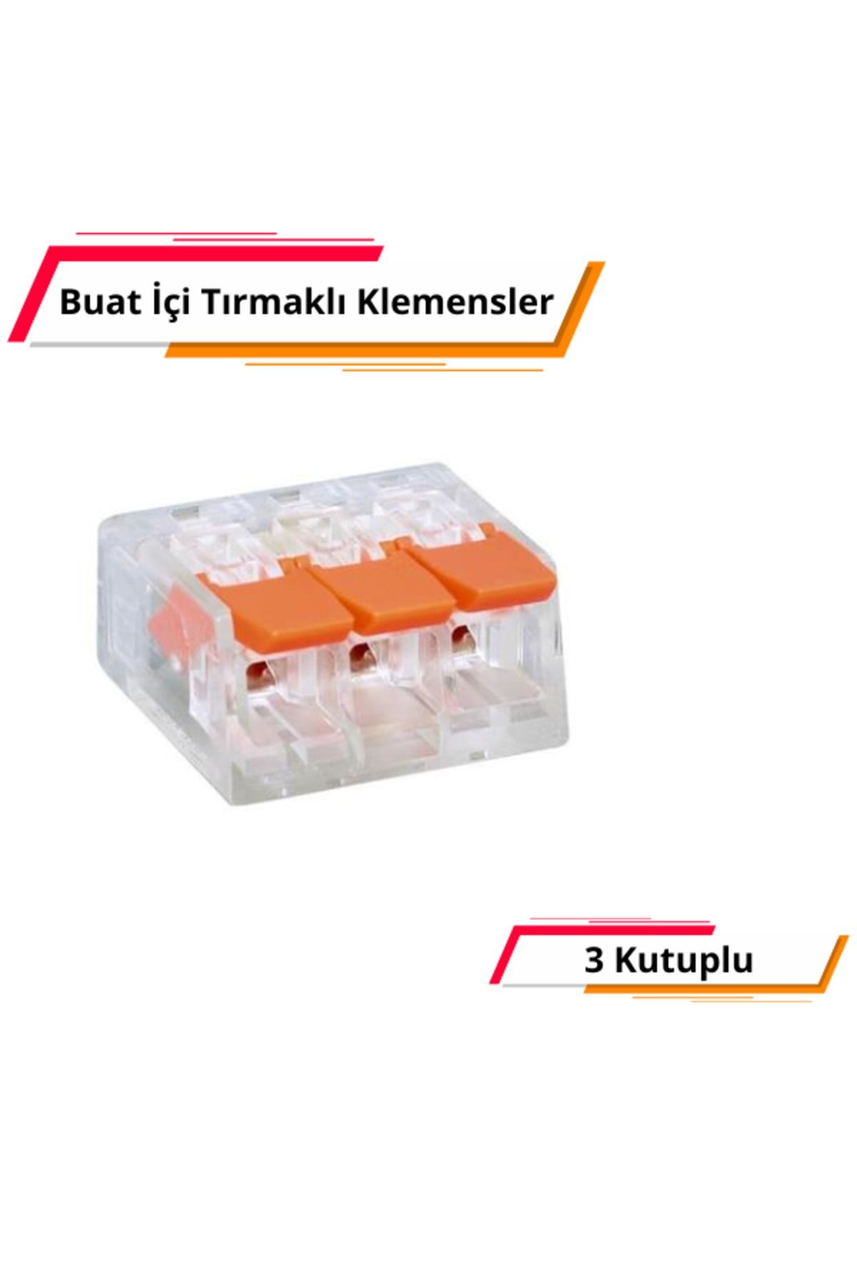 3 Kutuplu Buat İçi Kalın Tırmaklı Klemens - 100 adet Paket - PCT-413