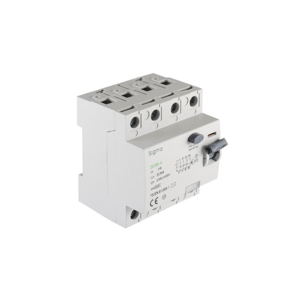 SHM 4P 30mA 100A 6KA Kaçak Akım Koruma Şalteri - Kaçak Akım Rölesi - 4 Kutuplu - SHM4100030