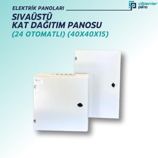 Sıva Üstü Kat Dağıtım Panosu | Duvar Tipi Sac Elektrik Panosu – 24 Otomatlı – 40x40x15 cm