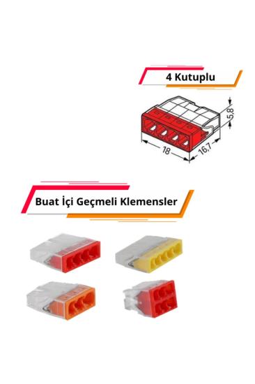 4 Kutuplu Buat İçi Geçmeli Klemens - 100 adet Paket - EU-204