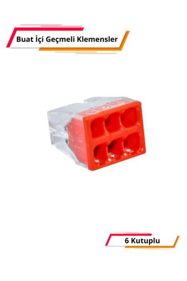 6 Kutuplu Buat İçi Geçmeli Klemens - 100 adet Paket - EU-206