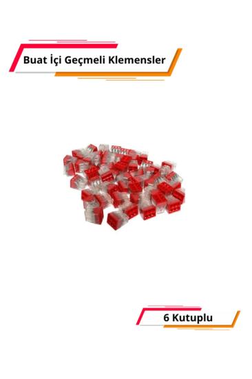 6 Kutuplu Buat İçi Geçmeli Klemens - 100 adet Paket - EU-206